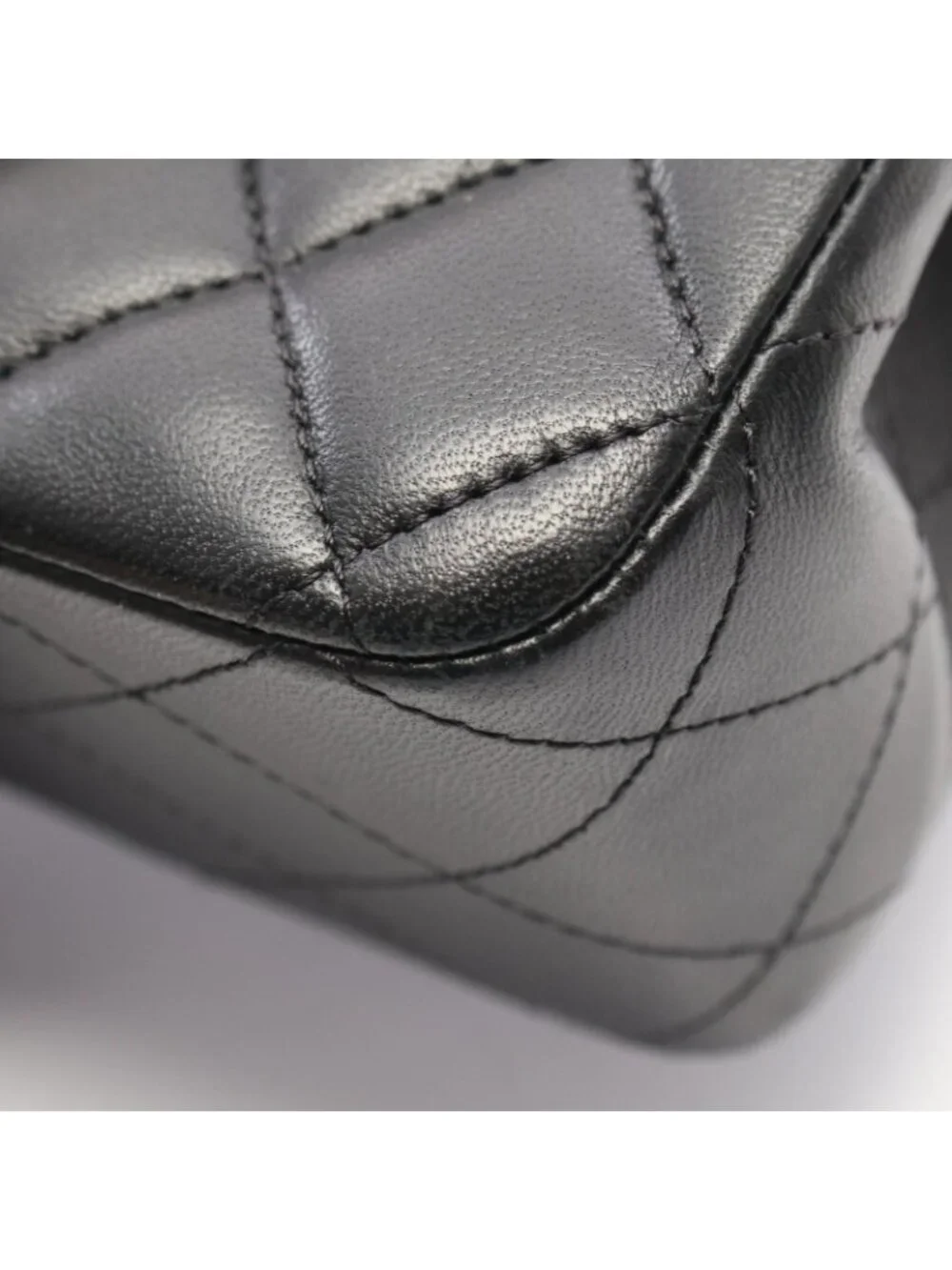 Chanel Shoulder Bag Quilted Double Flap Black Lambskin Chain